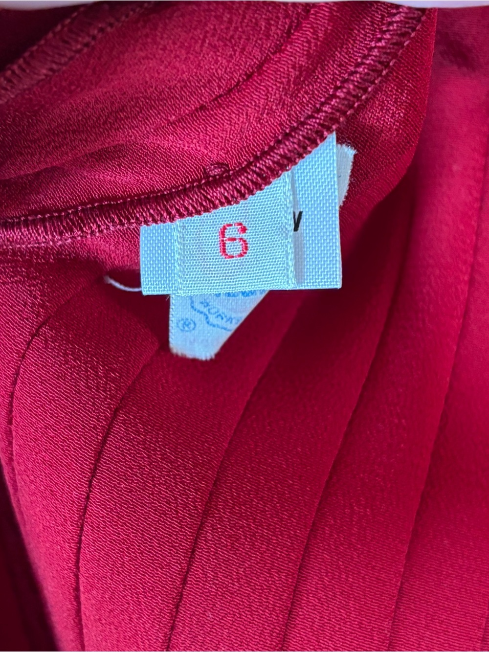 Albert Nipon Red Pleated Sleeveless Dress with Waist Tie & Rosette Size 6 - Picture 10 of 11